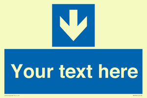 Custom Mandatory directional sign, blue arrow down